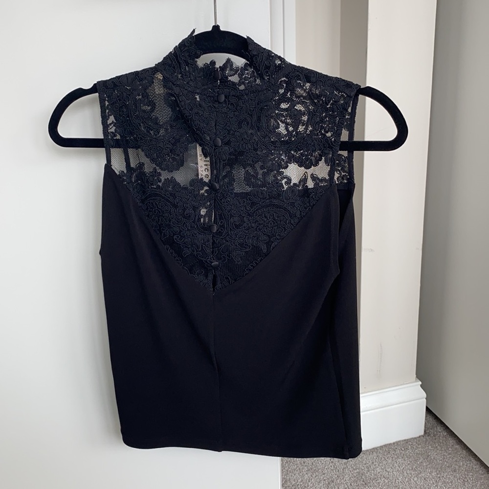 Alice & Olivia Mock lace turtle neck